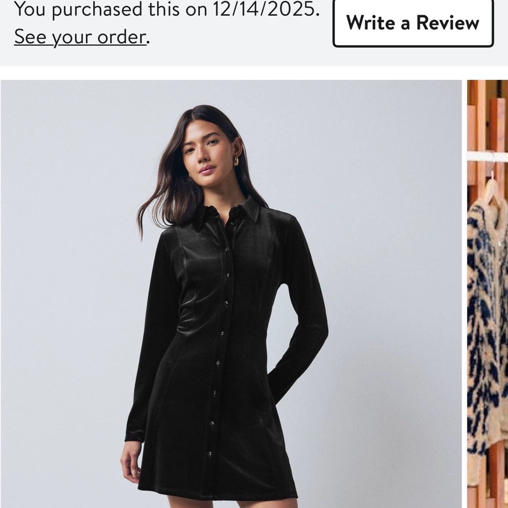 next Black Long-Sleeve Button-Front Mini Dress